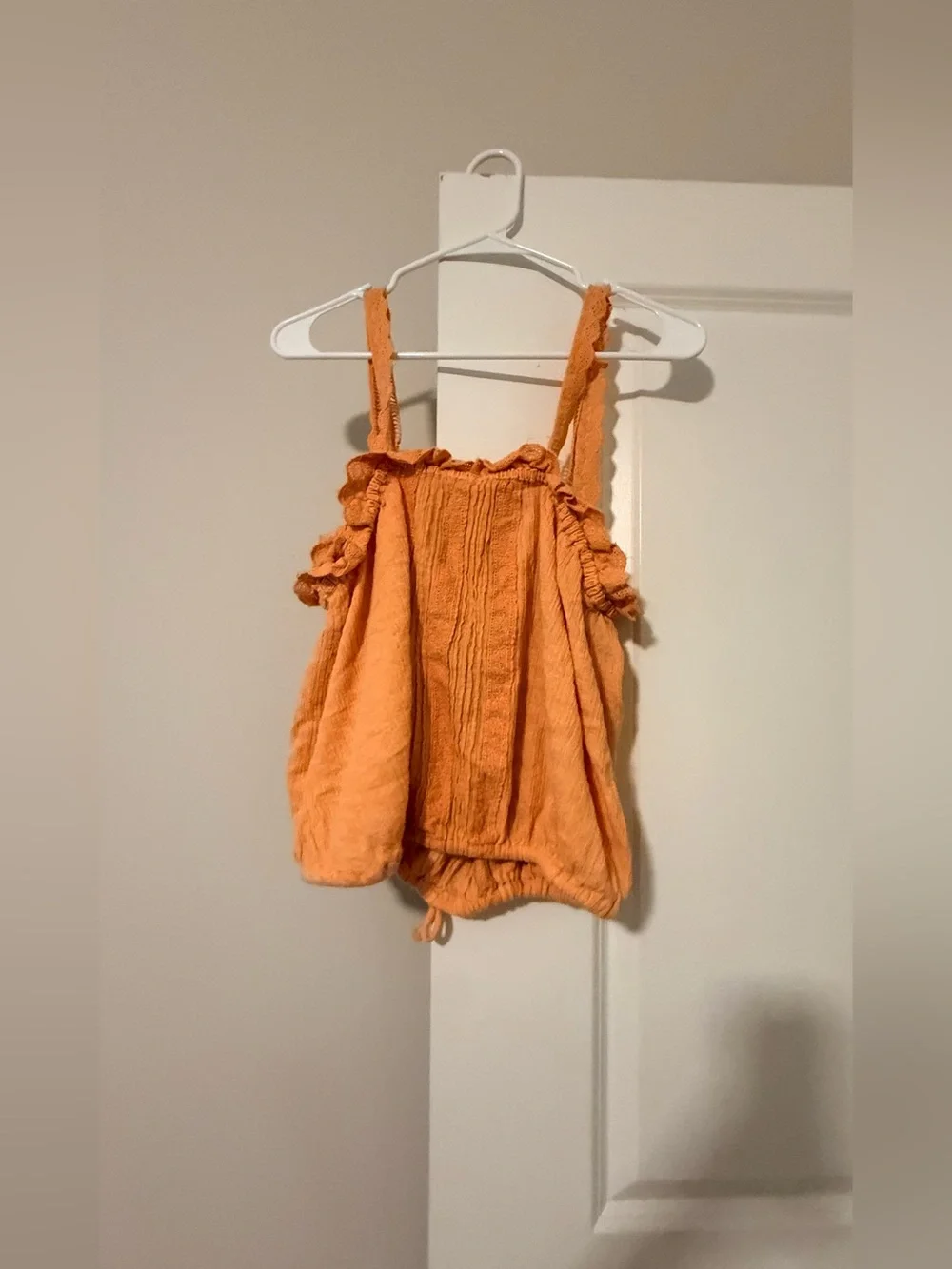 Free People Orange Ruffled Tie-Hem Cami